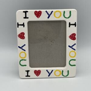 Vintage I Love ❤️ You Ceramic Picture Frame 3.5 X 5 White Colorful